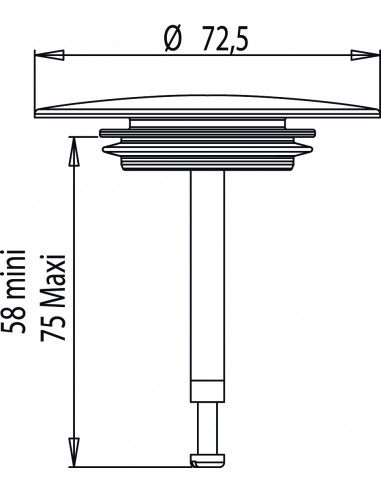 041500 000 00  Заглушка для слива ванны Д. 72,5 мм, хромированная Valentin Хром  - Вид №2