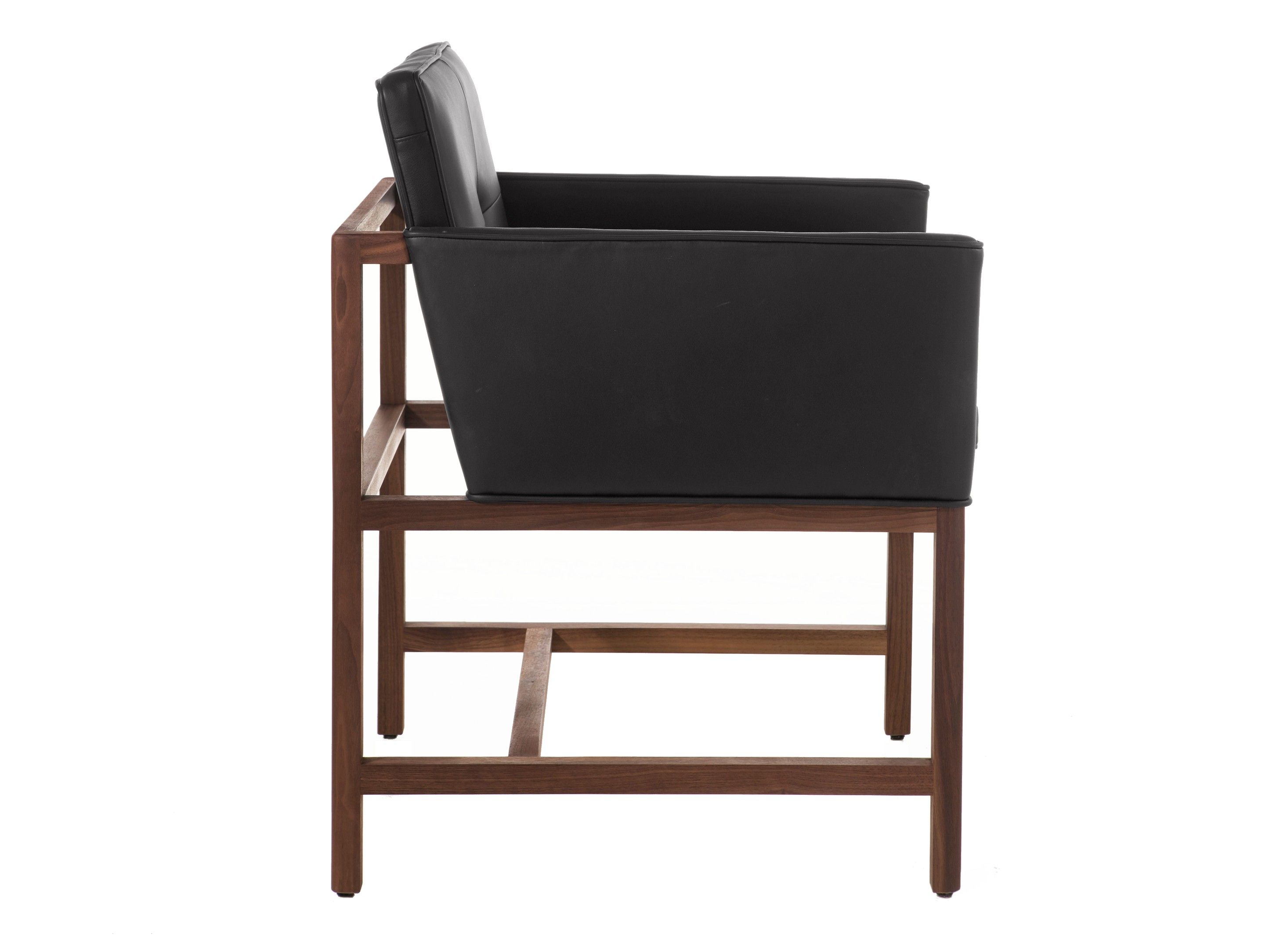 Кожаный мягкий стул с подлокотниками BassamFellows Столовая с деревянным каркасом ARCH-00001803 - Вид №4