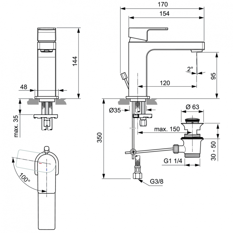 A7102AA Смеситель для раковины Ideal Standard EDGE - Вид №4