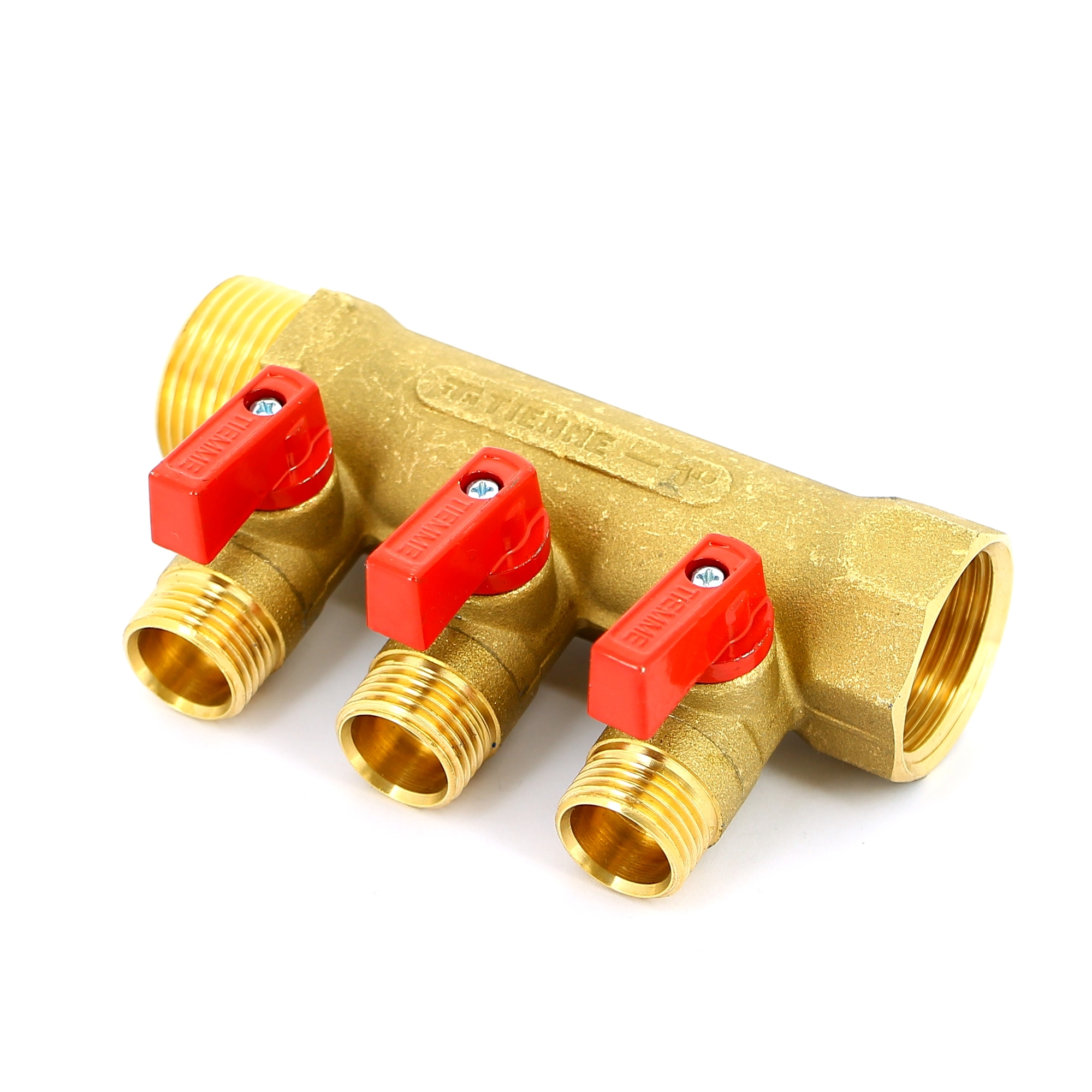 Коллектор НВ 1" с кранами TIEMME 3 выхода 1/2"Н 36мм 1820005 - Вид №1