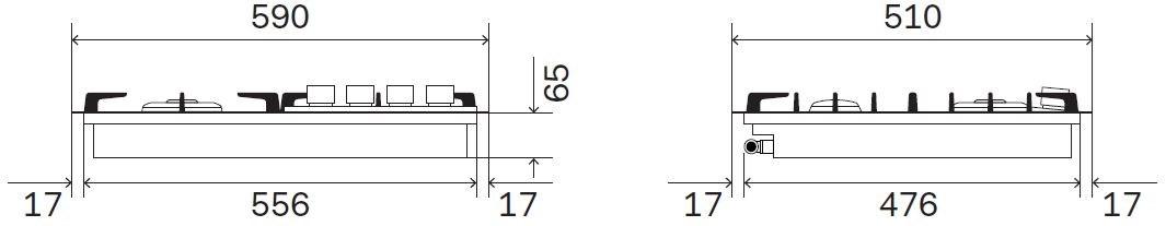 Ilve Газовая встраиваемая плита из нержавеющей стали Professional plus Hp65c Santreyd  - Вид №1