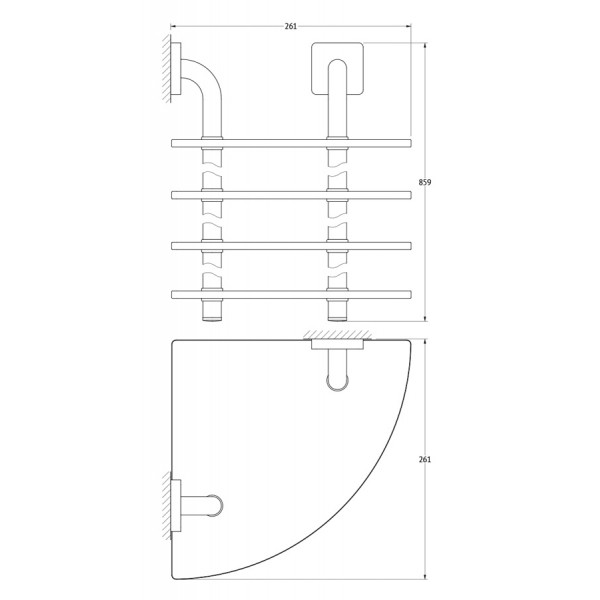 Полка 4-х ярусная угловая 26 см Ellux AVANTGARDE AVA 056 sun-id-561819 - Вид №1