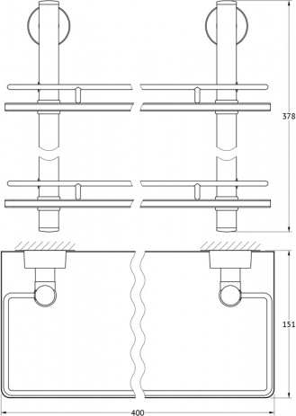 063 Полка с ограничителем 40 см двойная (стекло) NОS FBS Nostalgy - Вид №1