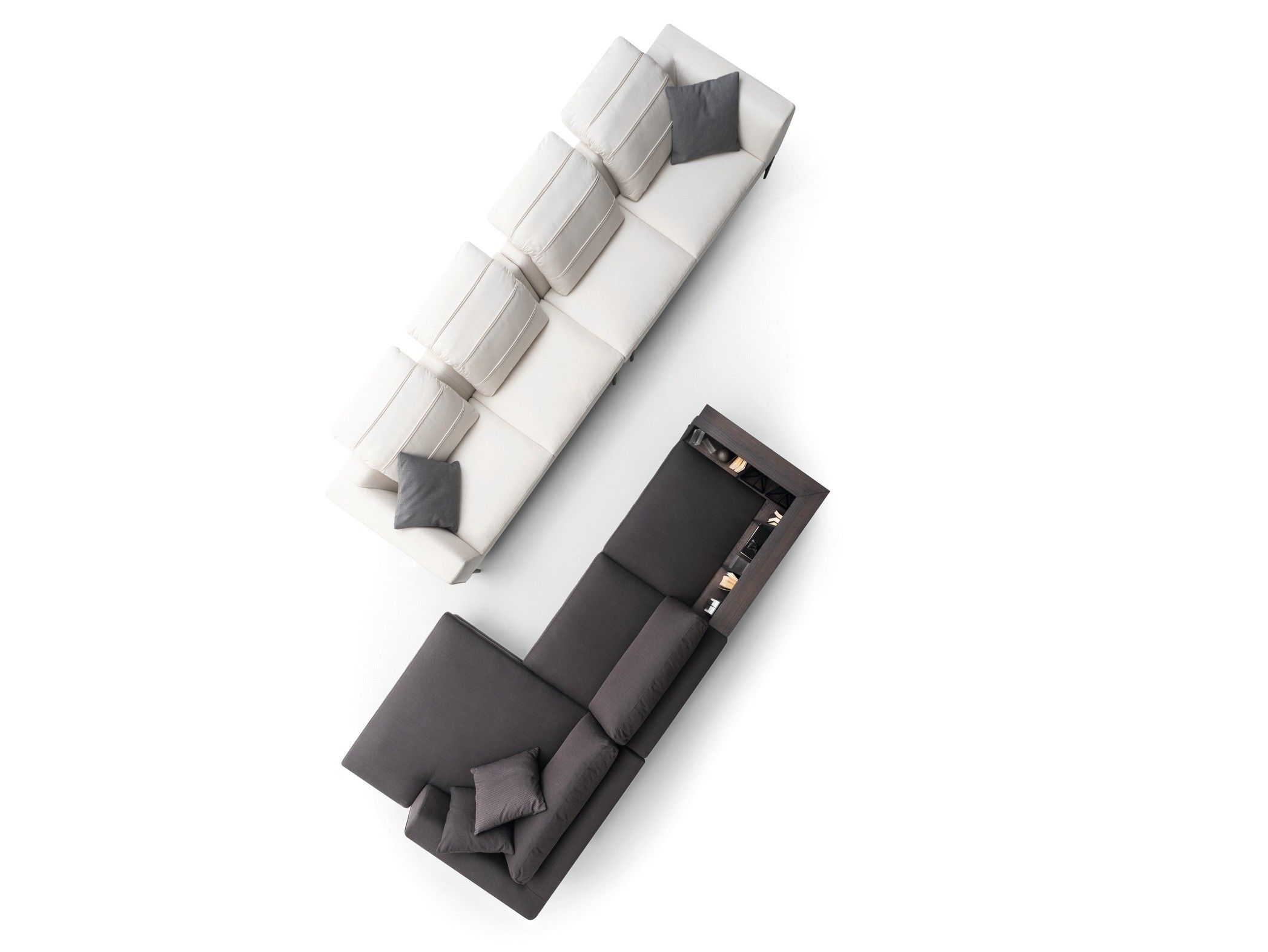 Тканевый диван с подставкой для журналов с полуостровом Ditre Italia Kim ARCH-00138711 - Вид №1