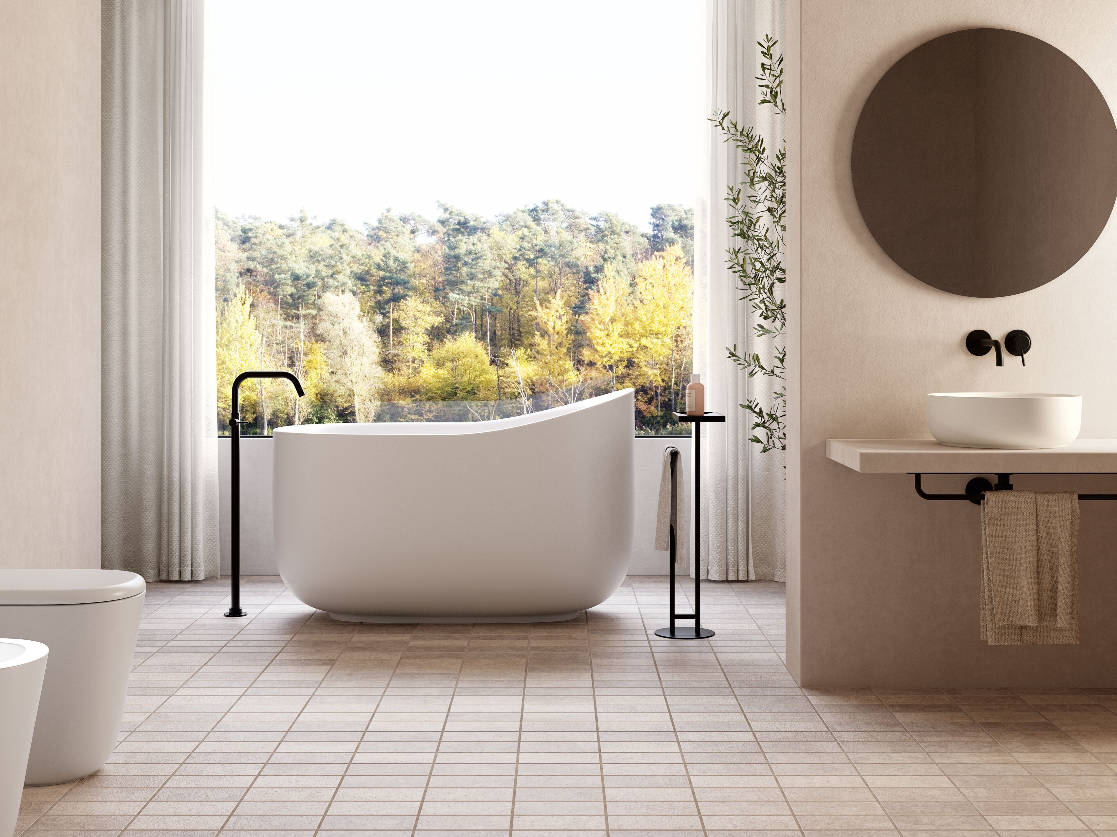 Овальная ванна в центре комнаты с сиденьем Livingtec® Ceramica Globo KOI ARCH-00105779 - Вид №2