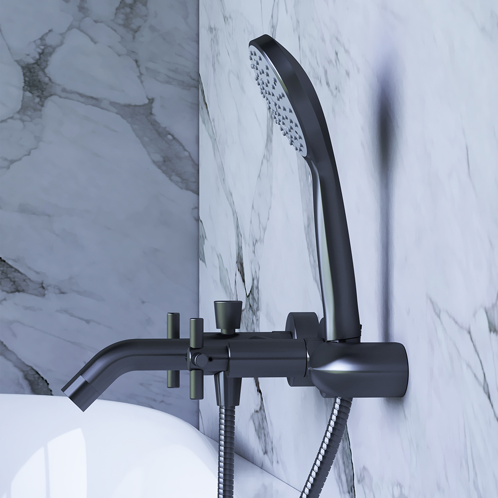 914510000 Graphite душевой набор: 100 мм 1ф наст. держатель шланг 15м Damixa Eclipse - Вид №1