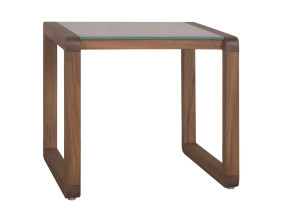 Квадратный садовый столик из дерева и стекла