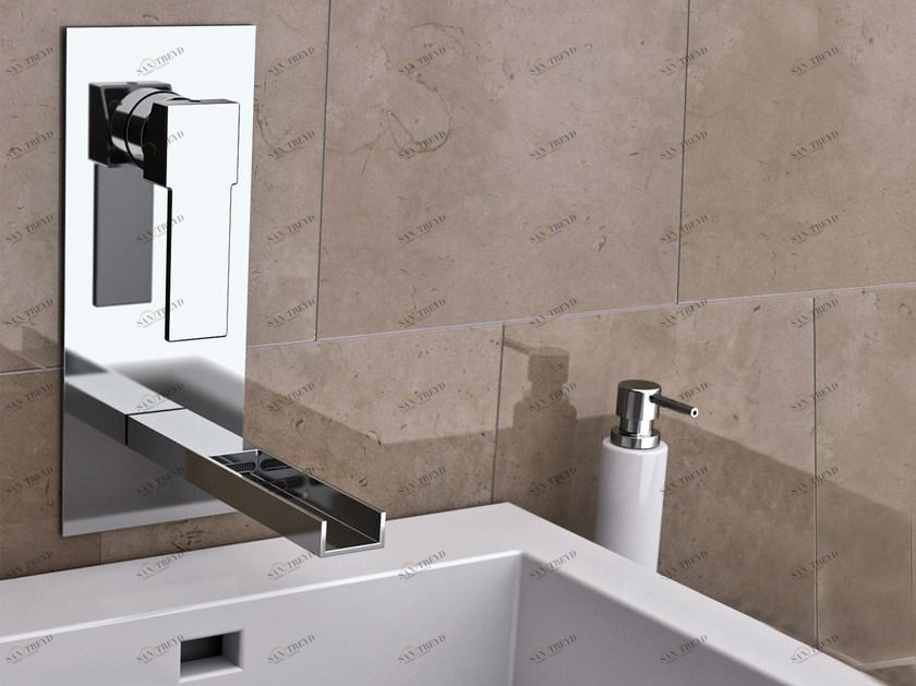 Remer Rubinetterie Смеситель для раковины водопад настенный с тарелкой Qubika cascata Qc14