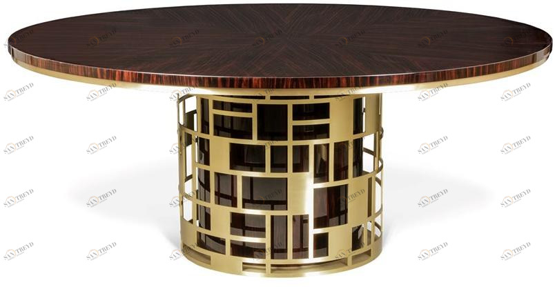 JOSÉ LEITE DE CASTRO Круглый обеденный стол из латуни и черного дерева  13208520 