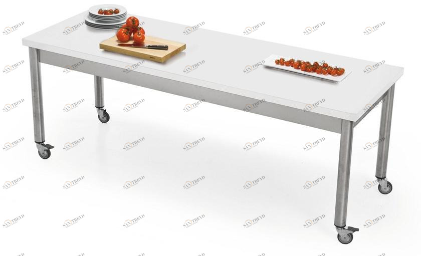 JOKODOMUS Прямоугольный стол из нержавеющей стали и Corian® с колесами Auxilium 696115