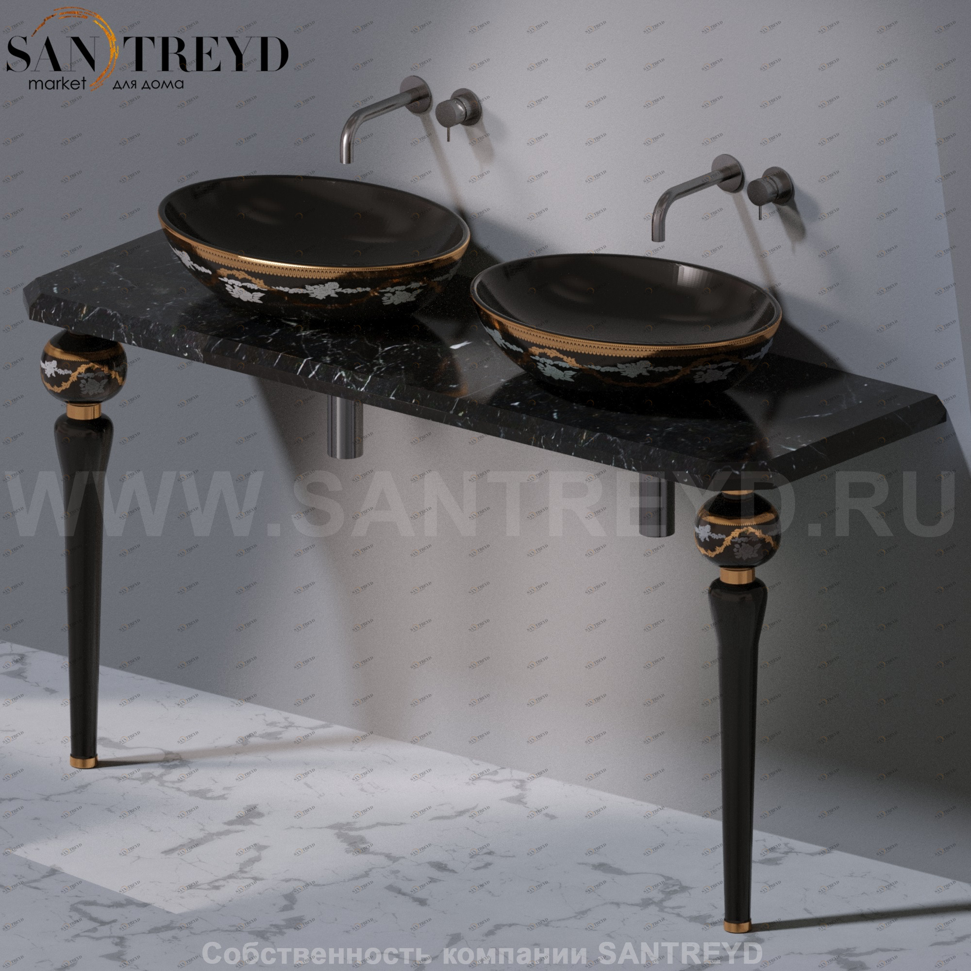AeT ITALIA Deco Консольный столик с индивидуальными ножками и черной мраморной столешницей C275QN