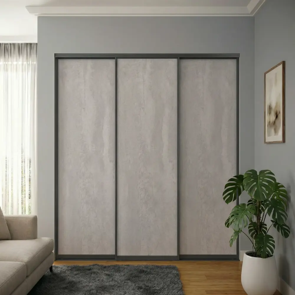 Дверь-купе KONSENSA 225.5x80.4 см МДФ цвет бетон профиль черный 89444002 STLM-2093766  - Вид №8