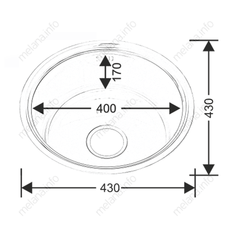 Мойка 430 MELANA 0,6/170 врезная круглая с сифоном (027 t *15) 027 t (*15) - Вид №3