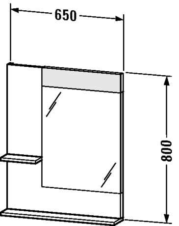 VE731001818 Vero Зеркало с полочками сбоку и внизу Белый матовый, декор Duravit - Вид №2