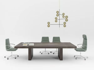 PROF Модульный деревянный стол для совещаний прямоугольной формы с системой прокладки кабелей Block 2.0