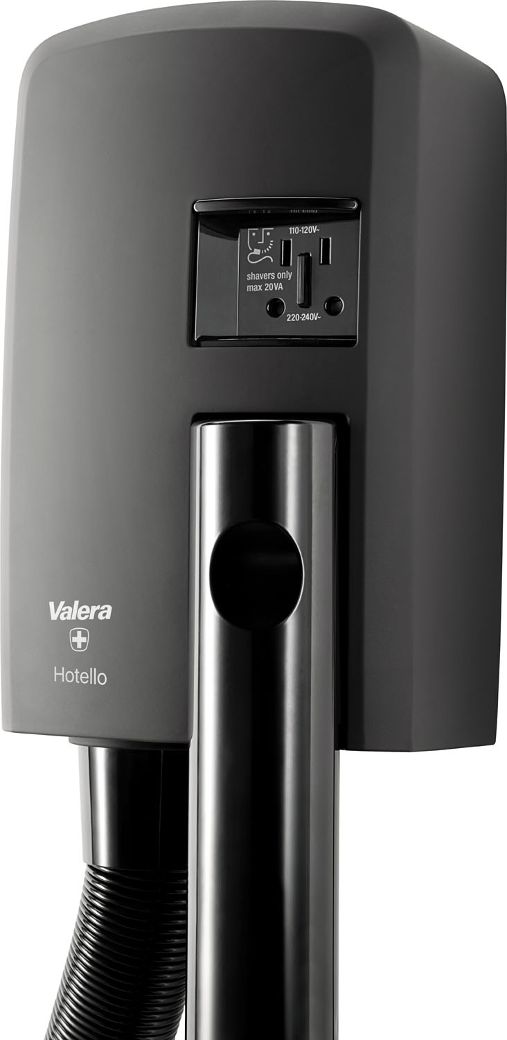 Valera Hotello Shaver Black Мод. 832.01 / RT черный - 1200 Вт - Компактный и мощный настенный фен для волос со шлангом и розеткой для бритвы 58320135 