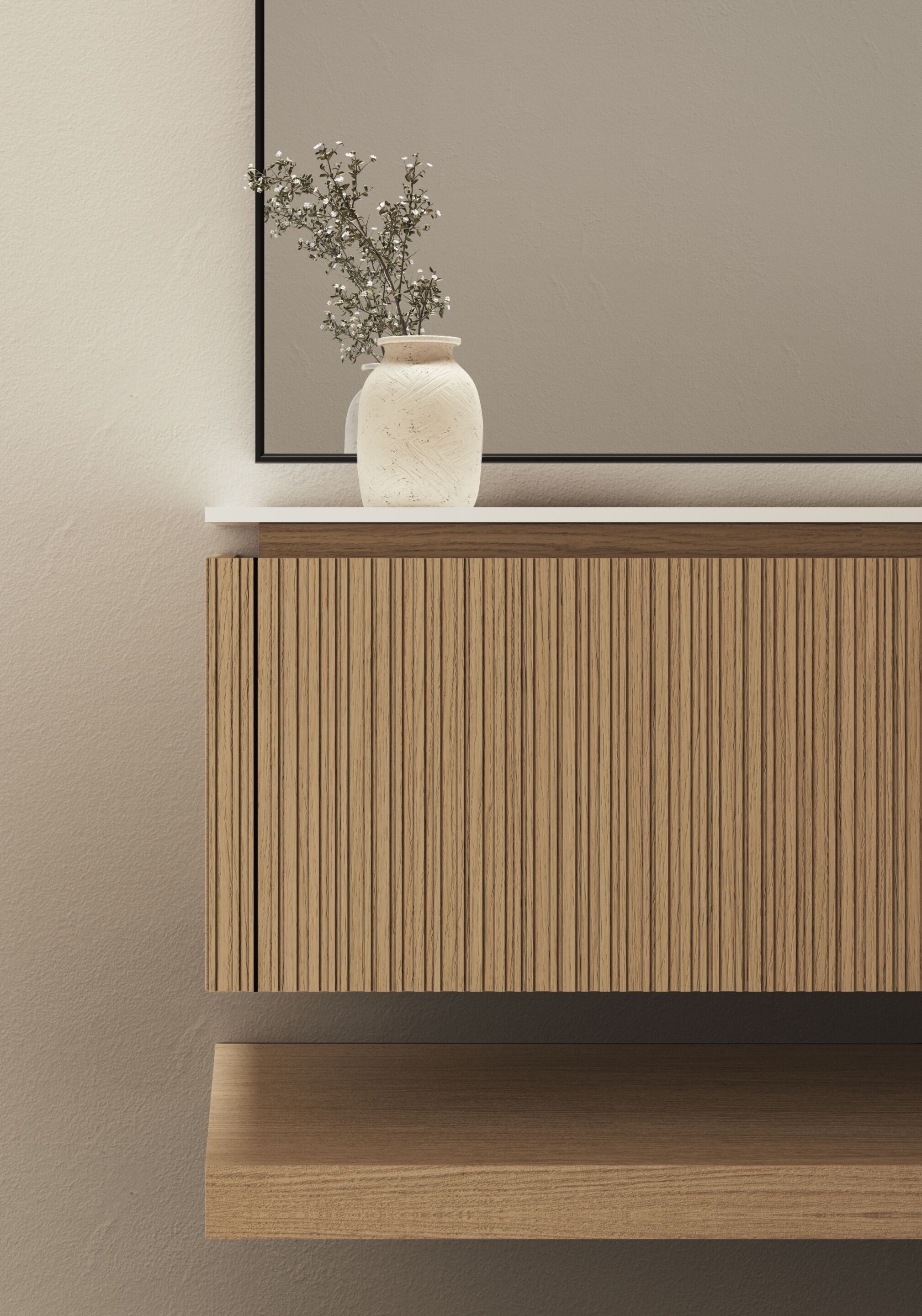 Дубовый подвесной умывальник с зеркалом Ideagroup ViaCondotti ARCH-00132355 - Вид №2