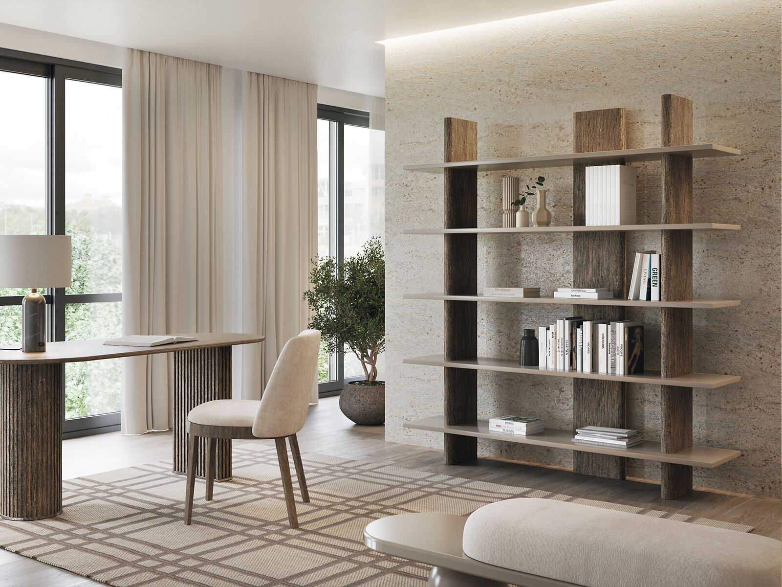 Скамейка из ткани и дерева ANA ROQUE INTERIORS ARCH-00072896 - Вид №2