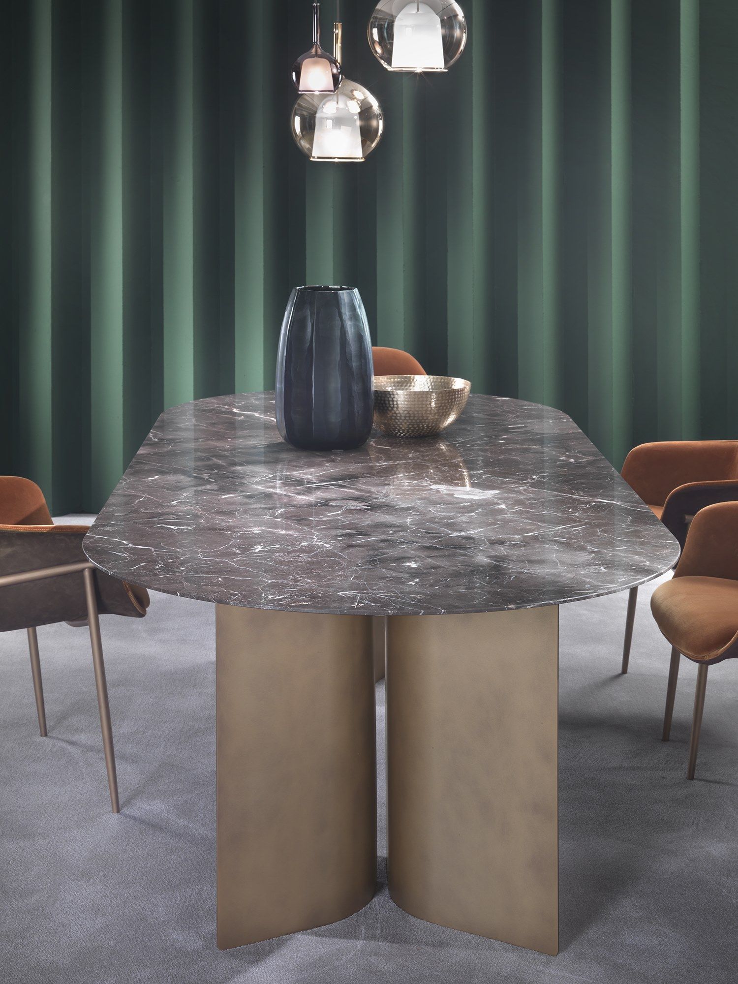 Овальный стол с мраморным верхом и изогнутым металлическим основанием Marelli Wave ARCH-00138111 - Вид №21