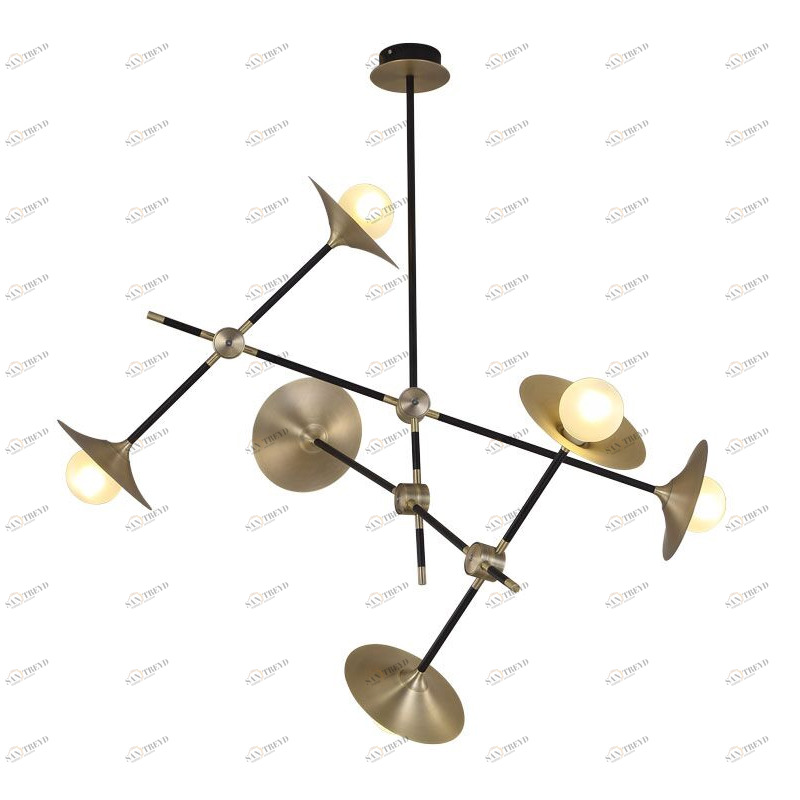 Светильник подвесной 50х100 см золотой Delight Collection 9256P/6 DELIGHT COLLECTION ДИЗАЙНЕРСКИЕ 00-3883140 Белый;золото 