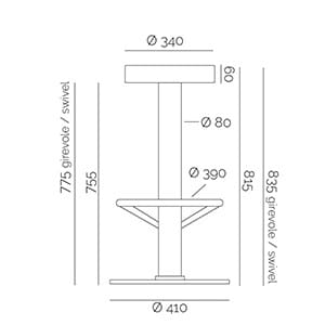 Стальной табурет с подставкой для ног PF Stile 430 ARCH-00014313 - Вид №2