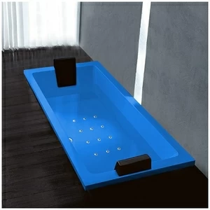 Ванна Gruppo treesse Quadra 180 V078C-SX-G голубая с аэромассажем прямоугольная встроенная левая