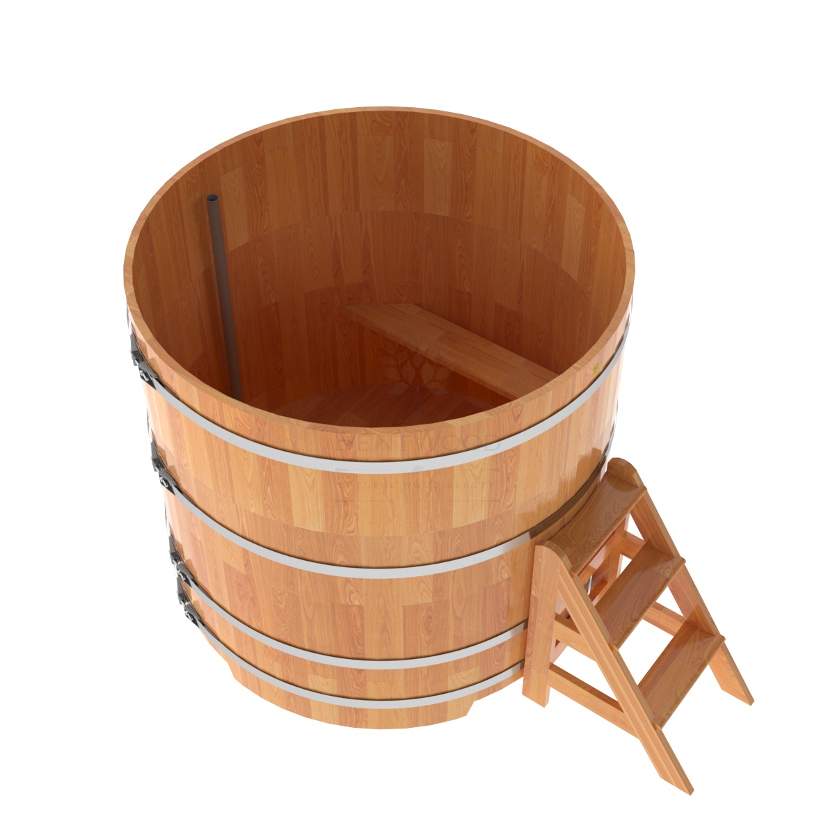 1525 Купель круглая из сращенных ламелей лиственницы d=1,50х1,4 натуральная Alyarus  - Вид №2