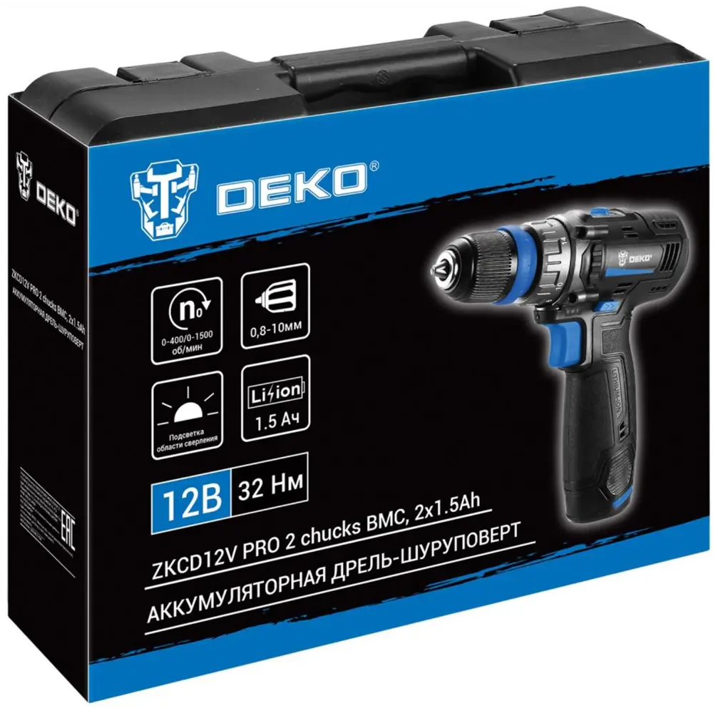 Аккумуляторная дрель-шуруповерт DEKO ZKCD12V PRO с кейсом и съемным патроном 89372014 STLM-1426067 - Вид №4