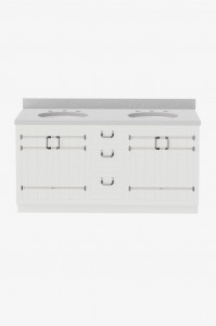 BLVN04 Двойной туалетный столик Bridle с оборудованием 67 "x 24 1/2" x 34 1/2 "с плитой, фартуком 4" x 3/4 "и раковинами Saxby Waterworks