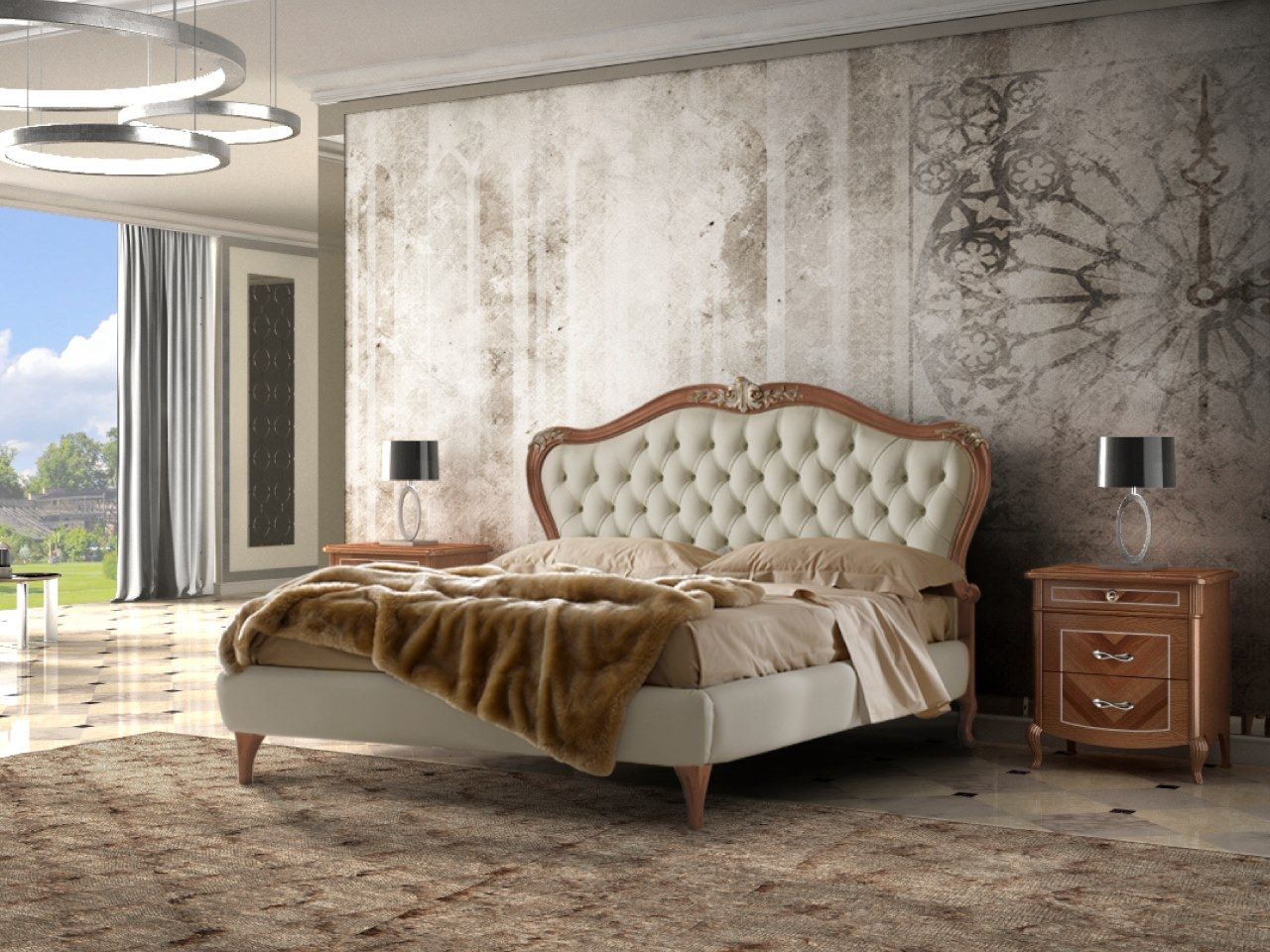 Деревянная кровать размера "king-size" с капитонным изголовьем CASA +39 Prestige 2 ARCH-00019266