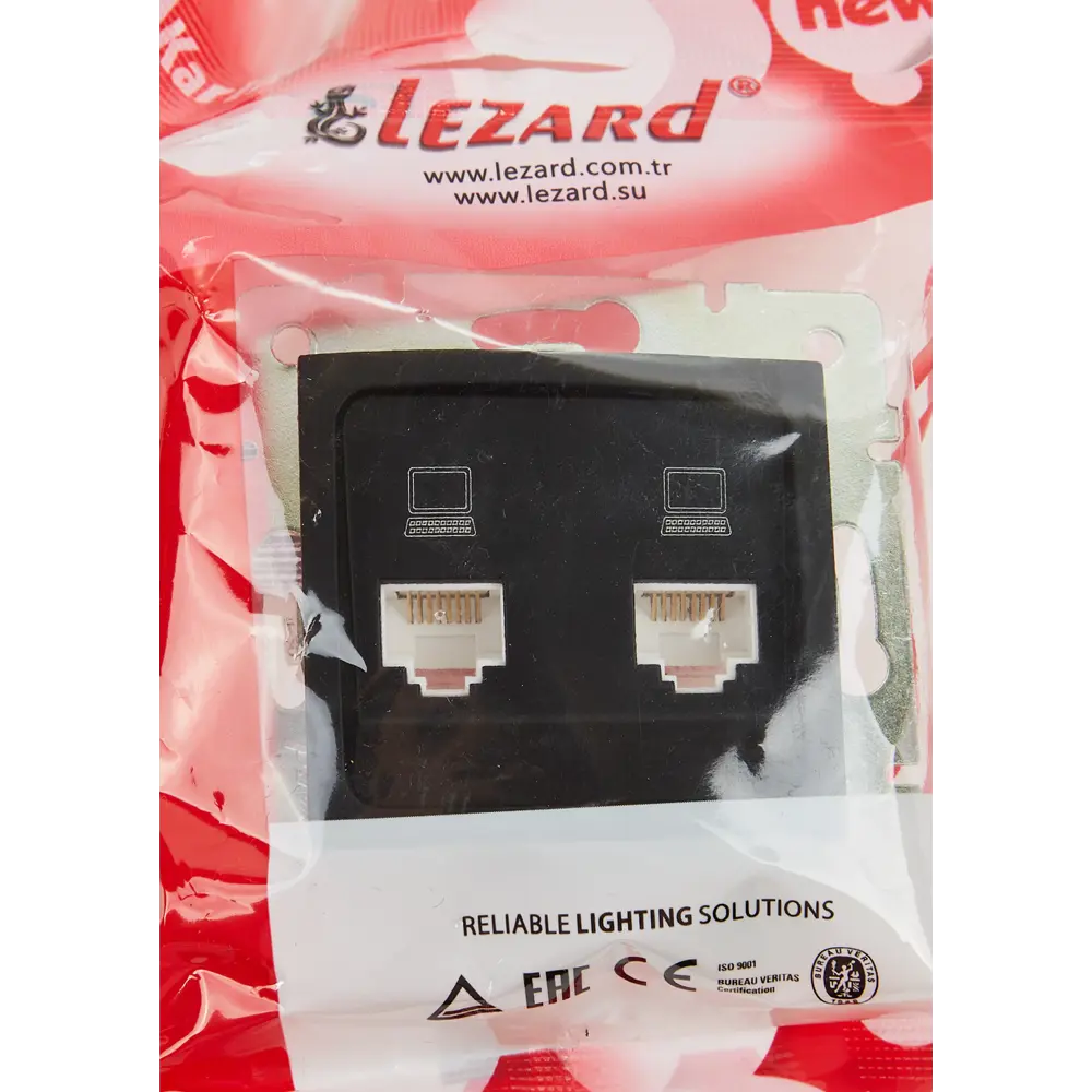 Розетка компьютерная двойная Lezard Karina цвет черный бархат STLM-2156932 - Вид №6