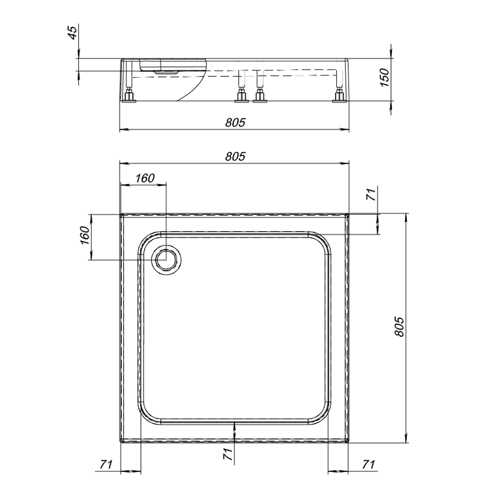 Душевой поддон акриловый 80x80 см прямой 82658165 STLM-2054937 Santreyd 253606 - Вид №6