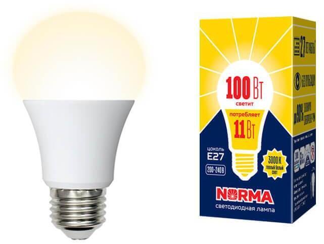 LED-A60-11W/WW/E27/FR/NR Лампа светодиодная E27 11W 3000K матовая UL-00003787 Volpe Norma LED-A60