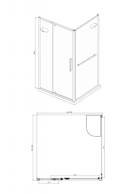 Душевое ограждение (без поддона) LINE BS090.2116A bravat - Вид №8