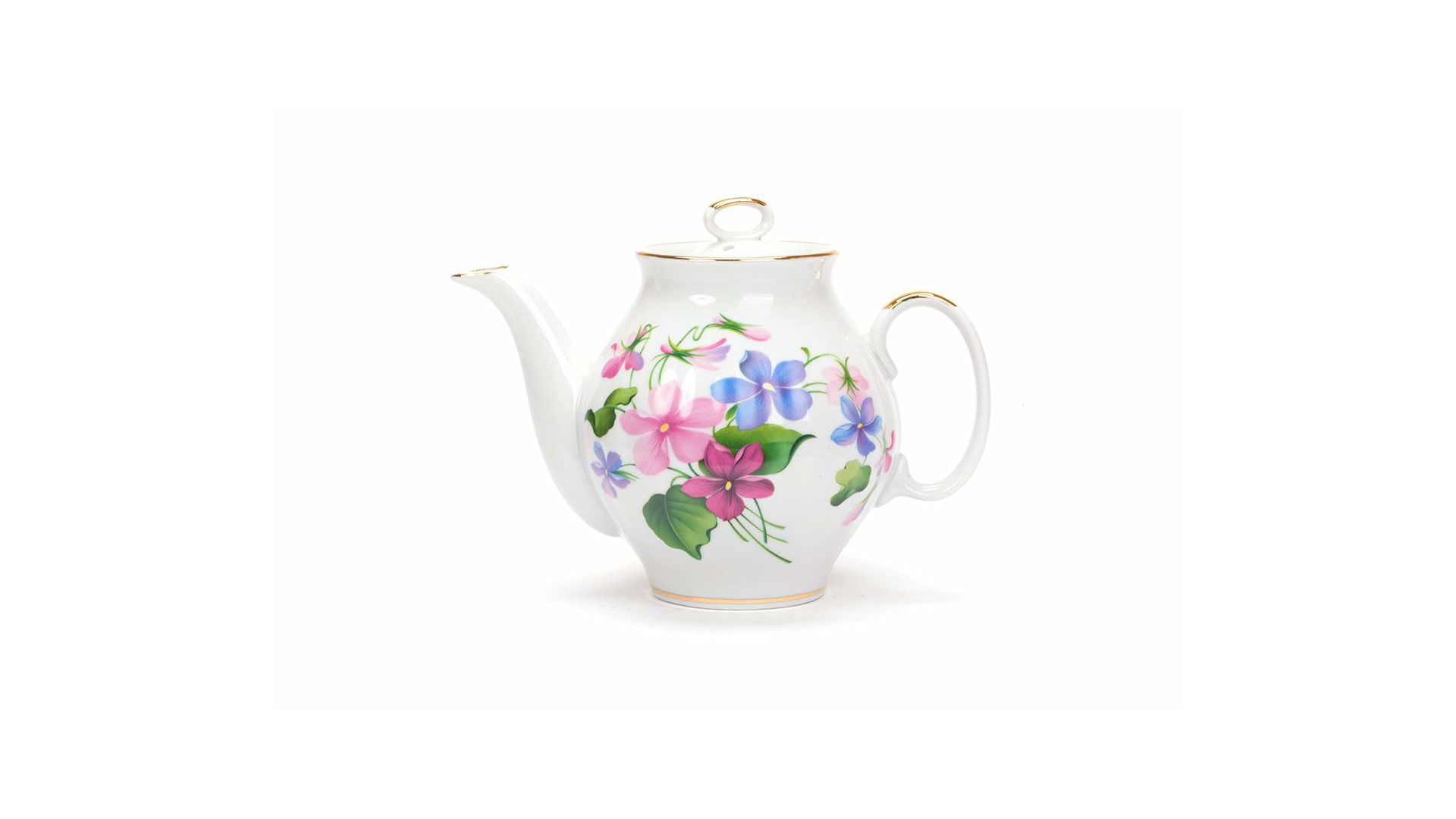 10631336 Дулевский фарфор Сервиз чайный 6/15 "Белый лебедь" "Фиалки" Фарфор  - Вид №4