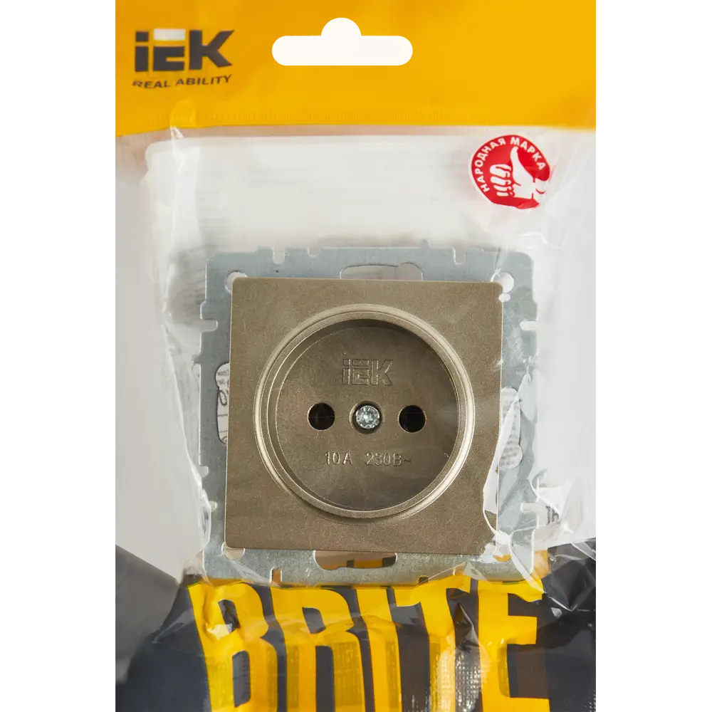 Розетка встраиваемая IEK Brite РС10-1-0-БрШ без заземления цвет шампань 87761640 STLM-2029272 - Вид №4