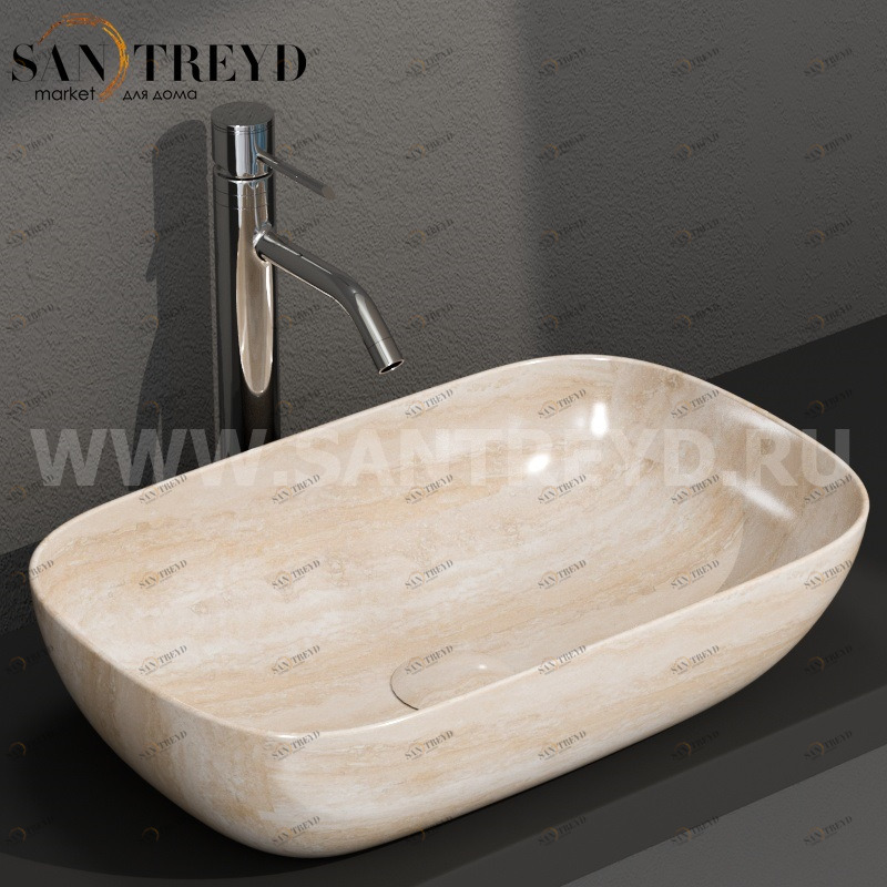 B6R60TR Накладная раковина на столешницу  прямоугольная Ceramica Globo T-EDGE