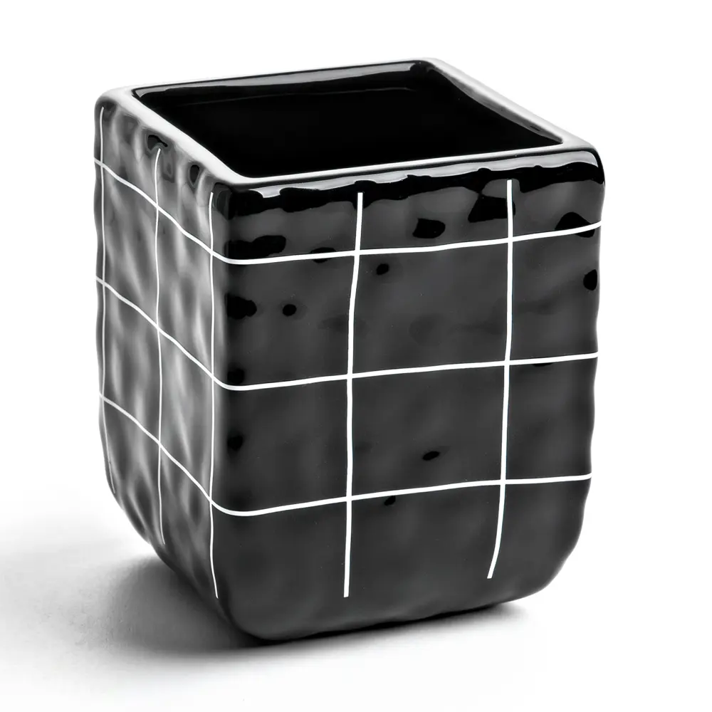 Стакан для зубных щёток Irony в клетку цвет чёрный MOROSHKA STLM-2151964