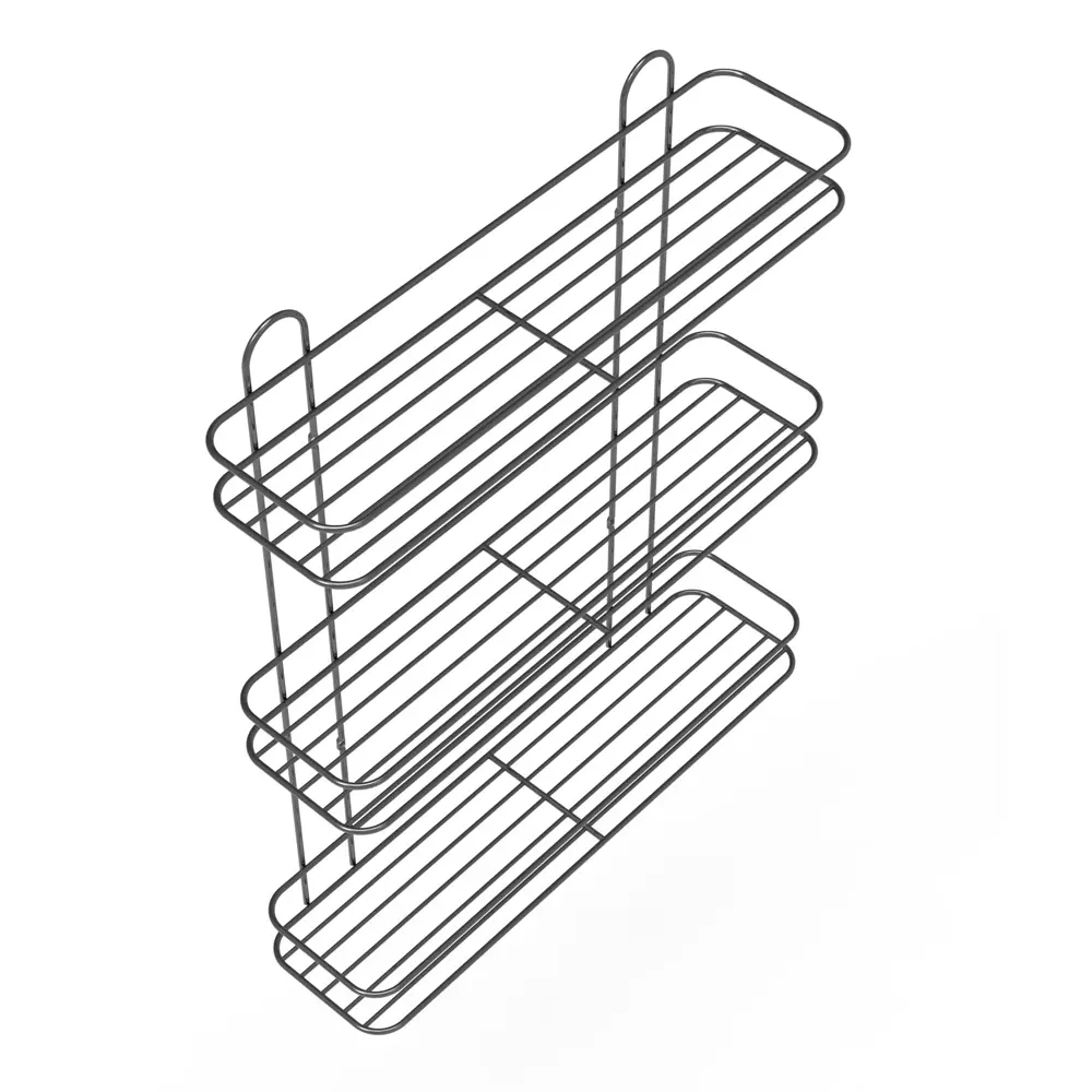 Полка для ванной Lemer Rhine трехъярусная 10x40 см металл цвет графит STLM-2054914 - Вид №3