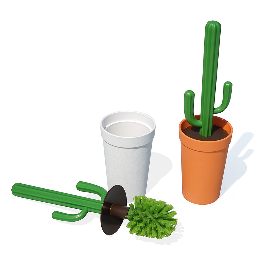 Ершик для туалета cactrash, белый с зеленым QUALY  253541 Белый  - Вид №1