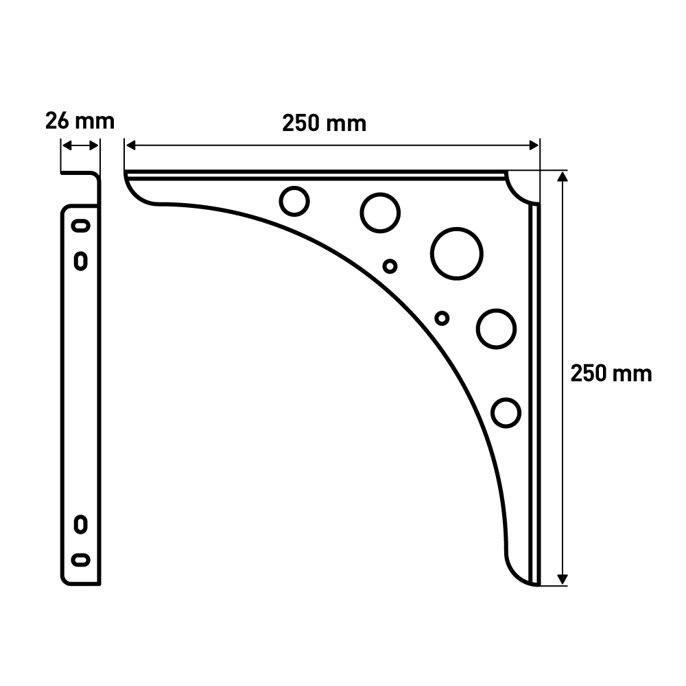 Кронштейн Mун , 250x250x26 мм, черный LJPS0134 Public Steel Россия  - Вид №6