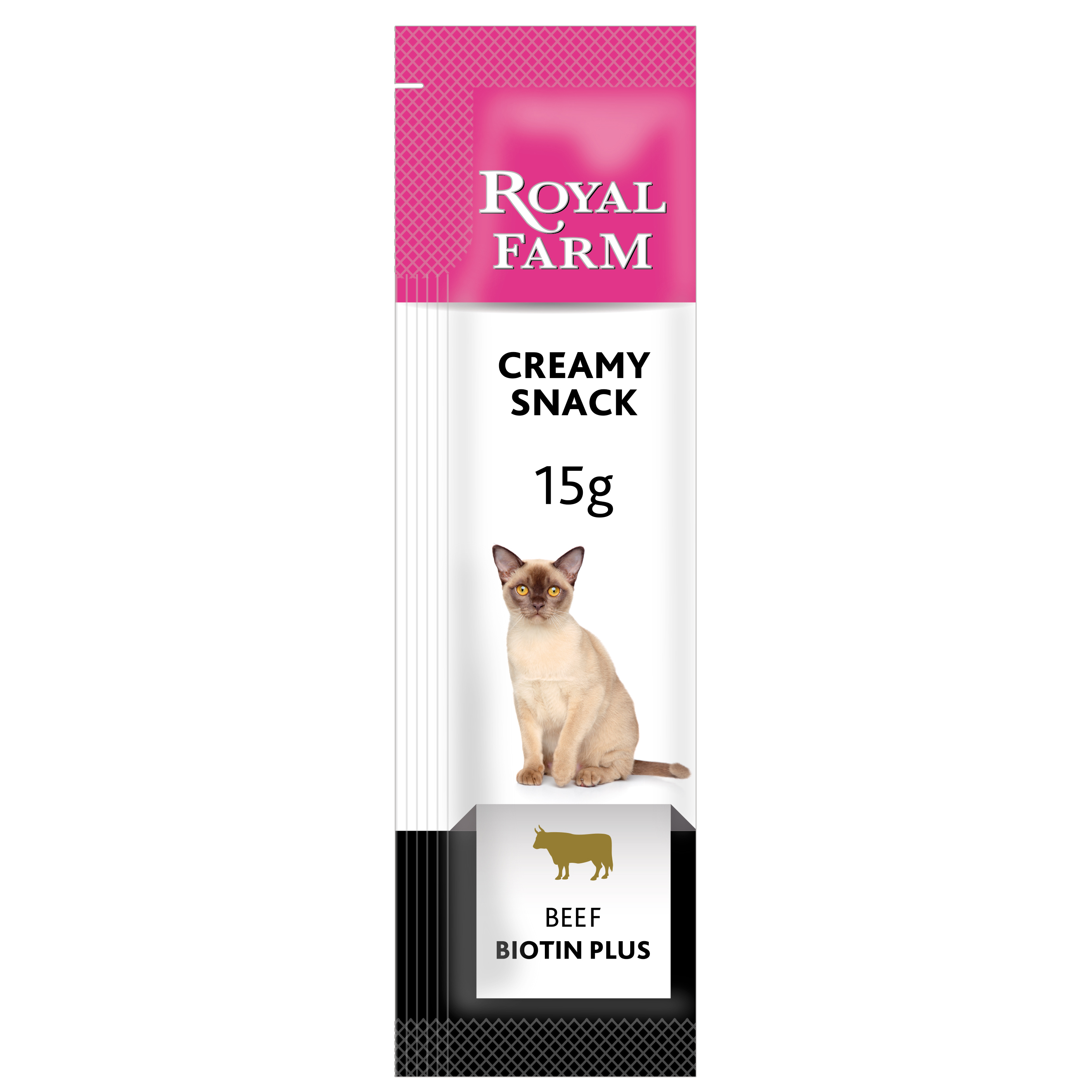 ПР0045324 Лакомство для кошек Creamy Snack с говядиной стики 7х15г ROYAL FARM  - Вид №1