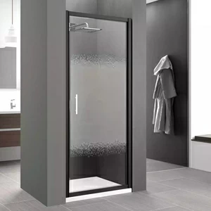 Двери в нишу 102 см ZEPHYROS G Novellini ZEPHYROS с черным профилем и принтом Zephyros