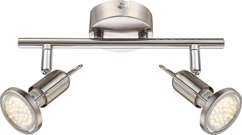 Спот потолочный серебристый матовый на 2 лампы Globo Rail 54382-2 GLOBO RAIL 00-3926200 Никель Ceramica Globo - Вид №1