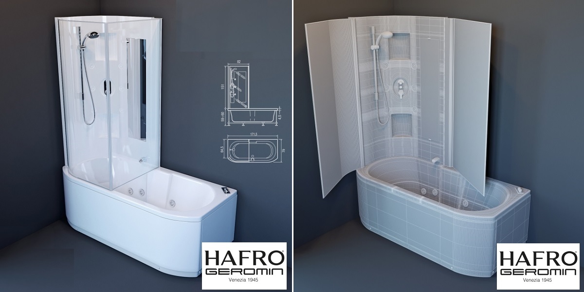 Ванна с душевой кабиной и гидромассажем Duo Box 170 см 3DUA1S3 Gruppo Geromin - Вид №1
