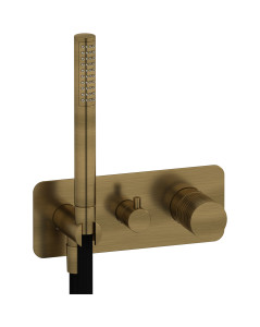 Внешние части встроенного в стену смесителя на 2 потребителя в комплекте с душевым гарнитуром. WE ARE IB ga313mb Modern Bronze Gatsby