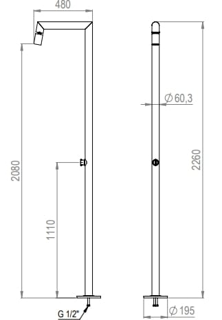 Открытый душ из нержавеющей стали Ama Luxury Shower SHIVA ARCH-00121054 - Вид №6