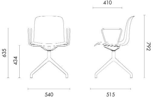 Grado Design Офисный стул из ткани с подлокотниками на козелке Every W540 d515 h792 - Вид №2