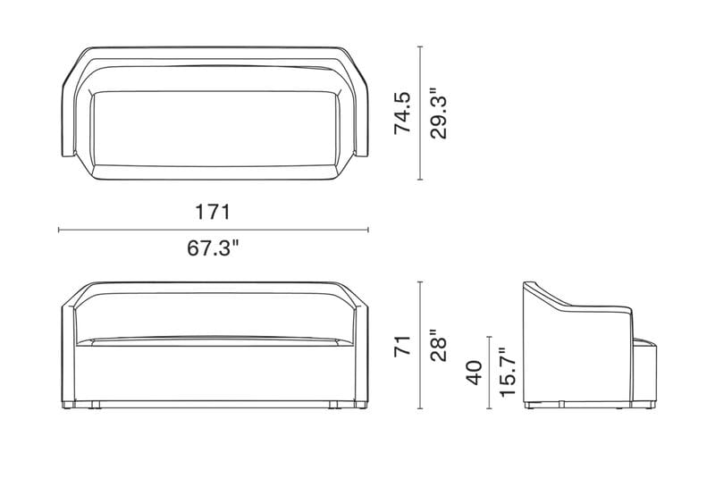 2-местный тканевый диван District Eight Багуа ARCH-00107323