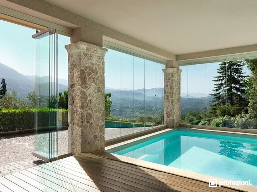 Панорамное окно для упаковки без вертикальных профилей Protezioni Visio ARCH-00095655 - Вид №1